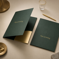 Dossier de présentation de documents de bureau personnalisé en carton noir avec impression mate, pochette et logo UV sélectif