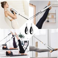 Machine de Pilates pliable blanche avec doubles sangles et cordes, équipement de gym et accessoires de yoga Pilates