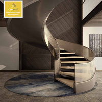 Escaleras de Caracol de Madera y Vidrio Curvo Modernas y Elegantes de CBMmart para Uso en Interiores, Escalones de Diseño para Apartamentos