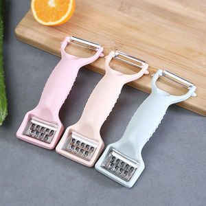 Multi Functional Peeler With Shredder Blade For Fruit Vegetable Kitchen Tool 3 Pack Pink Beige Blue - Product Image 1