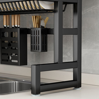 Égouttoir à vaisselle à 2 niveaux pour évier, armoire anti-poussière en acier au carbone avec porte, organisateur de rangement de cuisine multifonctionnel