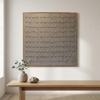 Pintura al Óleo Abstracta Moderna Industrial de Textura 3D Pintada a Mano, Gris Cemento, con Marco de Lona, Arte de Pared con Relieve de Puntos en Braille