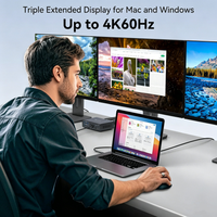 19'u 1 Arada USB-C Bağlantı İstasyonu Üçlü Ekran 4K 60Hz, 100W PD Girişi, 18W Çıkış, USB 3.2/3.0 Hub, 1000Mbps LAN, SD/TF Kart Okuyucu
