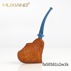 Wooden Freestyle Handmade Solid Wood Pipe With Decorative Ring Vulcanized Rubber Cumberland Briar Tobacco Pipe - Product Image 3