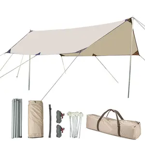 Ram Canopy Tent Camping Picnic Shade Fabric Tela recubierta de plata Impermeable PU3000 + Beach Play Pesca