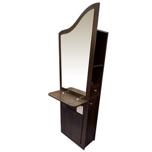 Design de mode cadre en bois durable simple face beauté salon de coiffure miroir station stations de coiffage coupe miroir