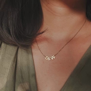 Plaqué or 18 carats Mini lettre initiale pendentif à breloque <span class=keywords><strong>T</strong></span> <span class=keywords><strong>W</strong></span> V <span class=keywords><strong>S</strong></span> anglais 3D en acier inoxydable collier à faire soi-même Bracelet usine en gros chaud - Product Image 4