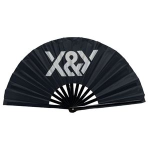 Éventail en satin de polyester de 33 cm avec impression de logo personnalisé, style art populaire traditionnel, motif arc-en-ciel sculpté et design fierté gay - Product Image 2