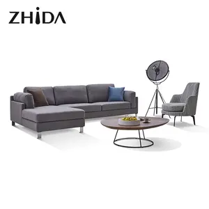 Sofás seccionales de diseño italiano para el hogar, sala de estar, muebles de Foshan, sofá moderno de tela seccional, en forma de L