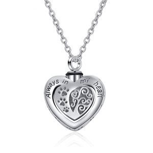 925 Sterling <strong>Silver</strong> Dog Paw Memorial Urn Pendant <strong>Necklace</strong> for Dog <strong>Cat</strong> Pets Ashes - Product Image 1
