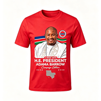 T-shirt de campagne imprimé H.E. Président Adama Barrow, en polyester, pour rallye électorale en Gambie, à manches courtes, personnalisable