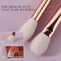 Meilleure vente, lot de 10 pinceaux de maquillage de luxe en or rose, poils synthétiques de chèvre, nouveau manche en bois noir, pinceaux de maquillage uniques pour les yeux et le visage