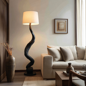 Lámpara de Pie Moderna de Madera con Pantalla Cilíndrica Blanca, Fuente de Luz LED de Gran Tamaño, 2700K, Blanco Cálido, Uso Residencial - Product Image 2