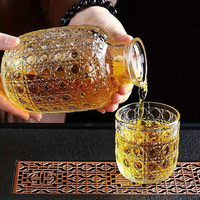 Vente en gros Bouilloire en verre de luxe transparente pour la maison Carafe avec ensemble de tasses portable Pichet en verre pour eau froide