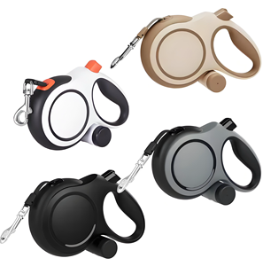 Laisse rétractable personnalisée de luxe occidentale solide et durable à double couleur gris noir de 5 mètres avec porte-sac à crottes pour chiens de 50 kg - Product Image 4