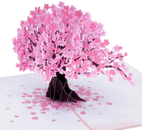 Carte de vœux en papier fait main avec vernis brillant 3D motif fleur de cerisier, carte d'invitation d'amour, carte de bienvenue pour la Saint-Valentin, pour la mariée