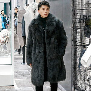 Abrigo de Dinamarca para hombre, abrigo de invierno de piel sintética con cuello chal, cálida y acogedora gabardina, método de tejido - Product Image 2