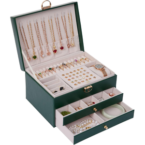 Custom Leather Luxury Rectangle Folding Jewelry <b>Storage</b> <b>Boxes</b> Multi-functional Design <b>for</b> Women's Rings Necklaces Bracelets Logo - Product Image 1