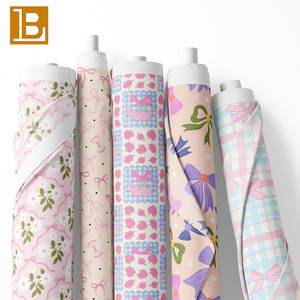 Tela Popelina 100% Algodón, Estampado de Flores y <span class=keywords><strong>Lazo</strong></span> a Cuadros, Moderna y Linda, Personalizable, para Ropa de Dormir y Vestidos - Product Image 1