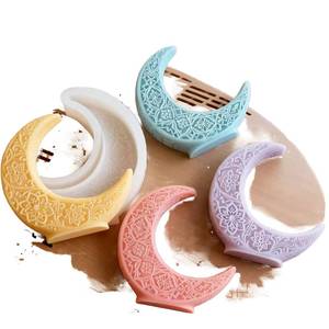HMY Moon Shape 3D Candle Mold <b>Silicone</b> Molds Resin Casting Aromatherapy Candles Wax Polymer Clay Dishwasher Safe Home Decor - Product Image 1