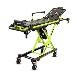 Hospital Patient Transfer Sheet Machine First Aid Emergency Adjustable Wheel Height Hydraulic Ambulance Stretcher Trolley