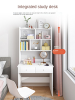 Bureau nordique avec étagère, bureau d'ordinateur blanc, chambre de fille, bureau d'étude simple pour la maison