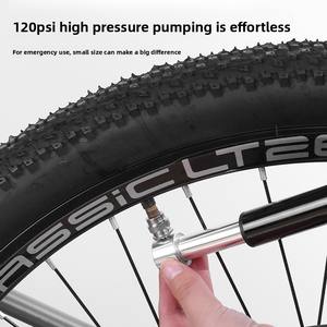 Pompe manuelle mini en aluminium en gros pour VTT et vélos de route, portable, compatible valves Schrader/Presta, 120 PSI, pour ballons de basketball - Product Image 2