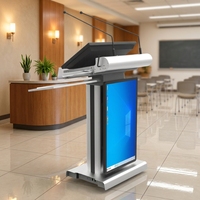 Pupitre intelligent pour salle de classe avec écran interactif LCD de 32 pouces, table élévatrice automatique et base de microphone pour église
