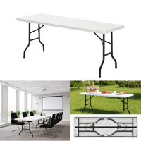 Table à manger pliante en plastique 6 pieds (180 cm) avec structure en tube d'acier HDPE, résistante aux UV, imperméable, pour hôtel, conférence, barbecue, bureau moderne
