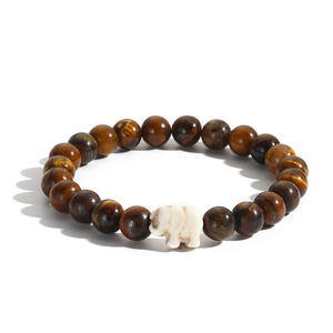 KOMI Bracelets de perles de pierres précieuses Offre Spéciale Oeil de tigre <span class=keywords><strong>Pierre</strong></span> <span class=keywords><strong>volcanique</strong></span> Turquoise 8mm Perles Bracelet élastique pour homme Cadeau d'anniversaire - Product Image 1