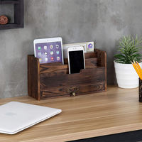 Tiroir de rangement en bambou au design moderne Boîte de rangement en bois Porte-courrier pour bureau Télécommande flexible