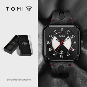 Orologio da polso al quarzo da <span class=keywords><strong>uomo</strong></span> TOMI T094 personalizzato, design semplice e lussuoso con quadrante quadrato, calendario e cinturino in pelle, orologio all'ingrosso per <span class=keywords><strong>uomo</strong></span> - Product Image 6