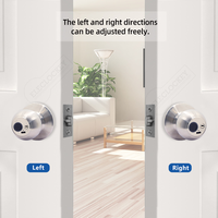 Cerradura Inteligente con Perilla Redonda y Aplicación Tuya, Entrada sin Llave, para Puertas Interiores de Madera, Llave Biométrica con Huella Dactilar, Cerradura Inteligente de Aluminio con Perilla