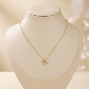 Set di Gioielli in Acciaio Inossidabile Dorato con Cuore: Collana, Bracciale e Orecchini con Pavé di Zirconi, Catena a Cavo Mezzo Aperto a Cuore, Gioielli da Donna, Ingrosso, Personalizzato OEM - Product Image 6