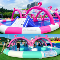 Piscine gonflable à thème flamant rose et animal avec tente, piscine portable de grande taille pour l'extérieur et l'intérieur, logo personnalisé