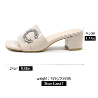 Nouvelles pantoufles de luxe sexy pour femme à talons hauts et épais, avec dessus en diamant artificiel à grosses particules en forme de C A-SH-052