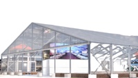 10x20m Büyük Alüminyum Çerçeveli Şeffaf Tavanlı Genişletilmiş Çadır, Su Geçirmez PVC ile Açık Hava Düğünleri ve Etkinlikleri için (Her Mevsim)