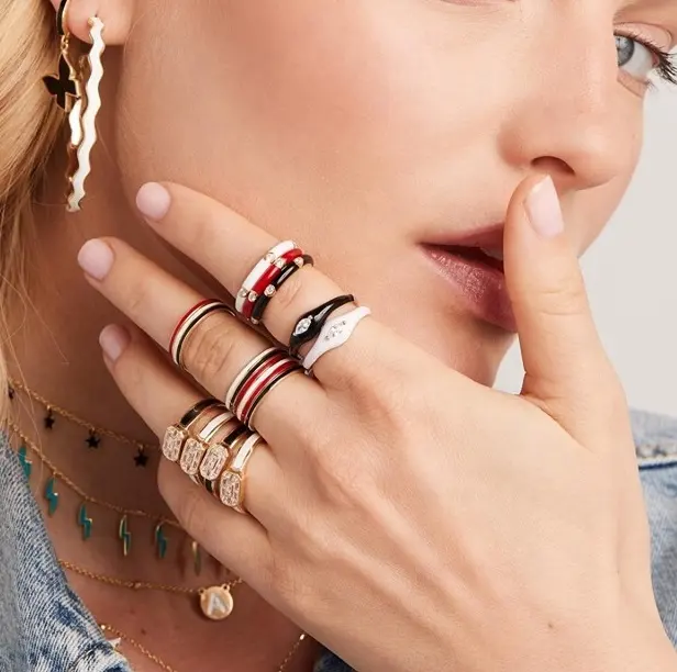 Promotion schwarz weiß rot Emaille bösen Blick Ring Gold gefüllt vergoldet Mode türkischen bösen Blick Schmuck