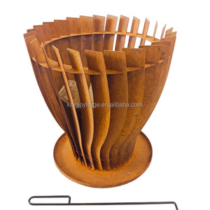 特价大号感恩节户外火坑，带木柴，生锈的耐候钢制壁炉 - Product Image 3
