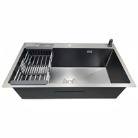 Évier de cuisine à encastrer en acier inoxydable Évier de cuisine à bol unique avec kit de vidange et distributeur de savon