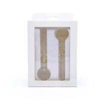 Ensemble de globes à rouleaux de glace en feuille d'or pour le visage et le cou, 2 pièces, compresses chaudes et froides en verre plus fortes pour les soins de la peau du visage, outils de massage