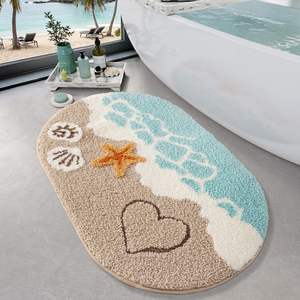 Tapis de bain liquide antidérapant, doux et absorbant, thème Art Déco plage, rectangulaire 22x34 pouces pour salle de bain, cuisine et entrée, décoration MD - Product Image 4