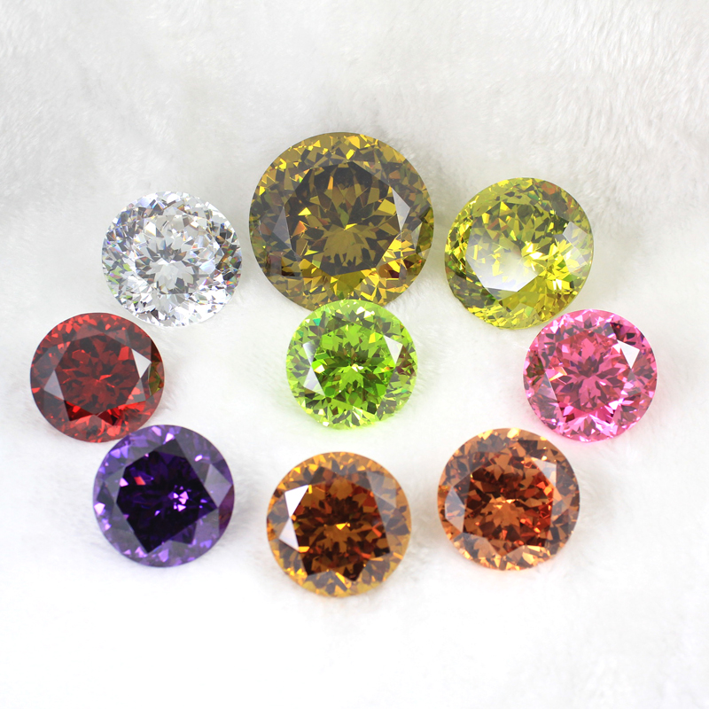 starsgem different color pink gold yellow white apple green garnet round brilliant cut big size loose cubic zirconia stones