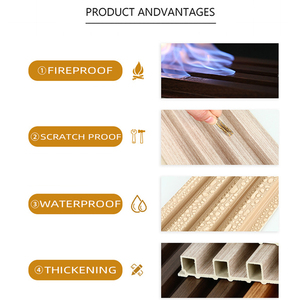 Thiết kế hiện đại Nội Thất Gỗ nhựa composite WPC lambrin Panel tường ốp trong nhà <span class=keywords><strong>PVC</strong></span> rãnh trang trí tường Bảng điều khiển Hội Đồng Quản Trị - Product Image 6