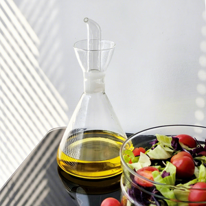Dispensador de Aceite de Cocina de un Solo Orificio de 470 ml, Diseño Nuevo, Lata de Aceite Comestible de Vidrio de Borosilicato Alto, Seguro, Saludable, Fácil de Verter y Limpiar - Product Image 1