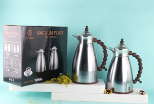 Ensemble Dallah Arabe Moderne 1L 0.7L, Carafe Isotherme Finition Mate avec Poignée Perlée pour Thé et <span class=keywords><strong>Café</strong></span>, Maintien Chaud/Froid, Promotion Ramadan - Product Image 4