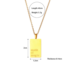 <span class=keywords><strong>Personalizzabile</strong></span> oro placcato in acciaio inox iniziale rettangolo lettera ciondolo <span class=keywords><strong>collana</strong></span> quadrata disegno inciso per matrimonio regalo - Product Image 2