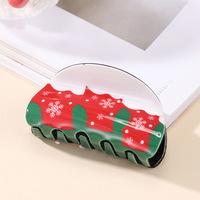 Pince à cheveux moyenne en acétate de cellulose brillant, motif flocon de neige de Noël, élément de dessin animé, style rétro de luxe français, pour femme