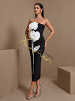 Robe de soirée élégante pour femme Ocstrade, tendance, couleur contrastée, fleurs 3D, robe moulante, corset sans bretelles