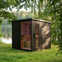 Cabine de sauna électrique extérieure commerciale en bois massif, design léger, surface lisse, faible odeur, hypoallergénique